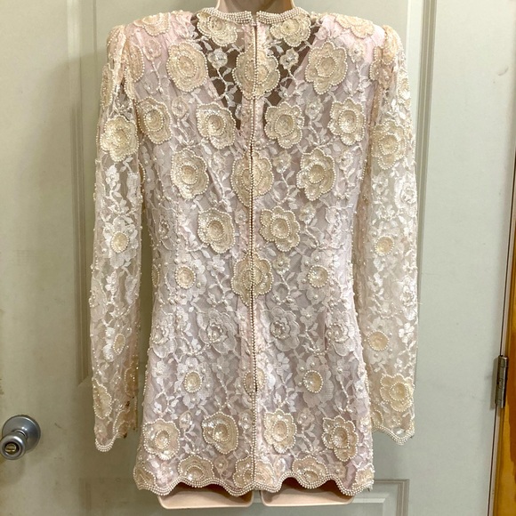 Vintage 1980’s  blush pink Pearl beaded top - Picture 2 of 4